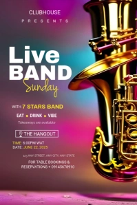Pink Live Band  Pinterest Graphic template