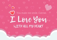 Pink Love you Postcard template