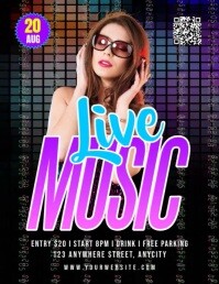 Pink Maksimalis Live Music Pamflet (letter As) Flyer (US Letter) template