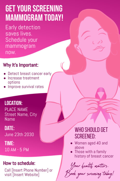 Pink Mammogram Mammography Breast Cancer Scre Template | PosterMyWall