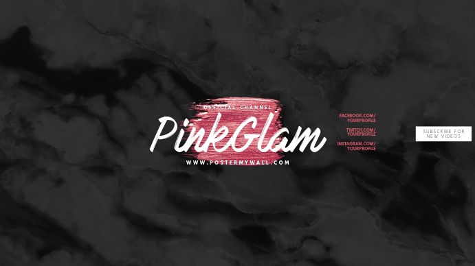 Pink Marble Glam Youtube Channel Art Omslagfoto YouTube-kanaal template