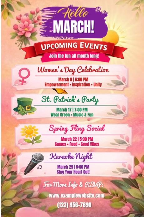 Pink March Events Poster Video Template | PosterMyWall