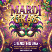 Pink Mardi Gras Party Instagram Post template