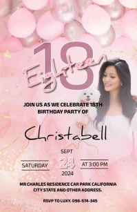 Pink Maximalist 18th Birthday Party Invitatio Tabloide template