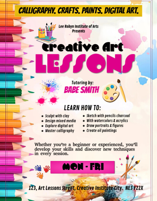 Copy of Pink Maximalist Art Lessons Poster/wallboard | PosterMyWall