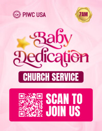 Pink Maximalist Baby / Child Dedication Service Church Flyer Template | Editable Child Dedication Fl