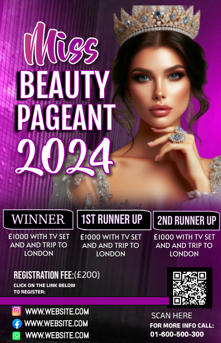 Poster For Pageant Plantilla de Pink Maximalist Beauty Pageant Template Tablo | PosterMyWall