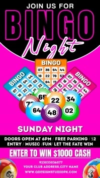 Pink Maximalist Bingo Night Event Contest  Instagram Story template