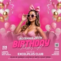Pink Maximalist Birthday Party Flyer Instagram Post template