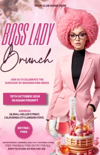 Pink Maximalist Boss Lady Brunch Template Des Tabloïd