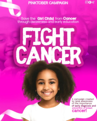 Pink Maximalist Breast Cancer & Girl Child Poster Instagram Portrait template