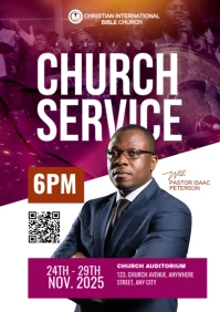 Pink Maximalist Church Event Poster  A3 template