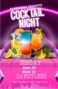 Pink Maximalist Cocktail Night Flyer  Tabloid Tabloide template