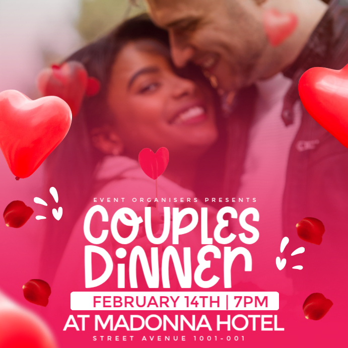 Pink Maximalist Couples Dinner Instagram Post Template | PosterMyWall