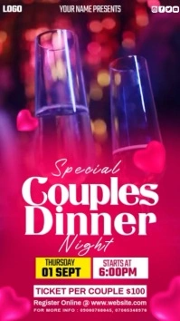 Pink Maximalist Couples Dinner Night  Digital Display (9:16) template