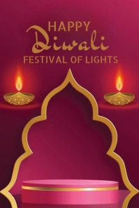 Pink Maximalist Diwali Template Pinterest Graphic