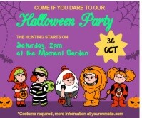 Pink Maximalist Editable Halloween Costume Party Flyer With Spooky Illustrations And Bold Fonts Larg Rectángulo Grande template