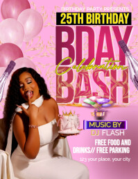Pink Maximalist elegant birthday bash Flyer (us Letter) template