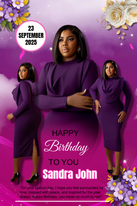 Pink Maximalist Elegant Birthday Celebration For Sandra John Poster Plakkaat template