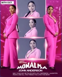 Pink maximalist elegant birthday design template Instagram portrait