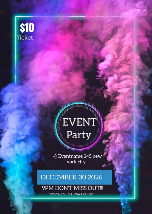 Pink Maximalist Event Party Flyer A6 template
