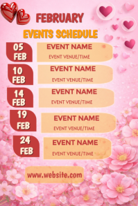 Pink Maximalist February Events Schedule Pinterest Graphic template