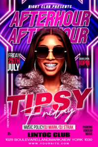 Pink Maximalist Friday Night Club Party Flyer Banner 4' × 6' template