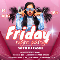 Pink Maximalist Friday Night Party Template Instagram Post