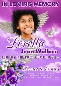 Pink Maximalist Funeral Flyer A4 template