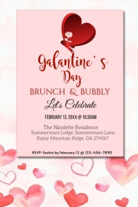 Pink Maximalist Galantines Brunch Invitation - Printable Valentine's Day Ladies Party Invite Pintere Pinterest Graphic template