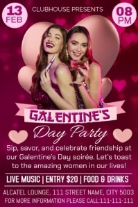 Pink Maximalist Galentine's Day Party  Poster template