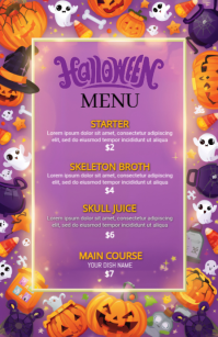 Pink Maximalist Halloween Menu Template   Tabloid