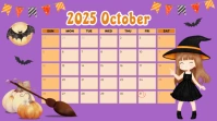 Pink Maximalist Halloween October Calendar Digital Display (16:9) template