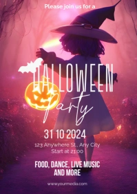 Pink Maximalist Halloween Party A2 template