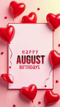 Pink Maximalist Happy August Birthdays  Whatsapp Status template