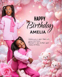 Pink Maximalist Happy Birthday Instagram Portrait template