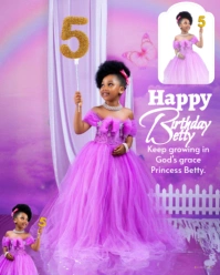 Pink Maximalist Happy Birthday Princess Betty  Instagram Portrait template