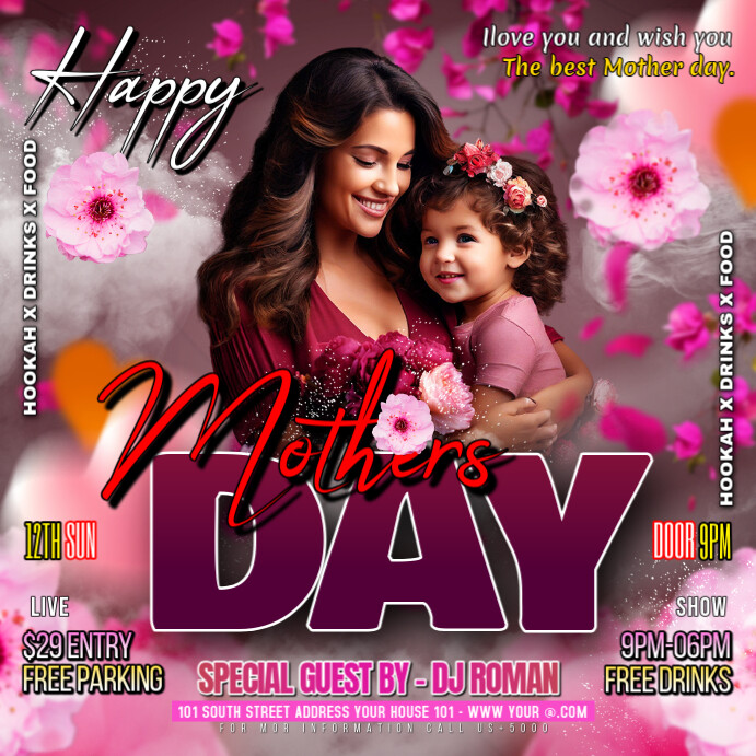 Pink Maximalist Happy Mother Day Event Flyer Instagram Post Template ...