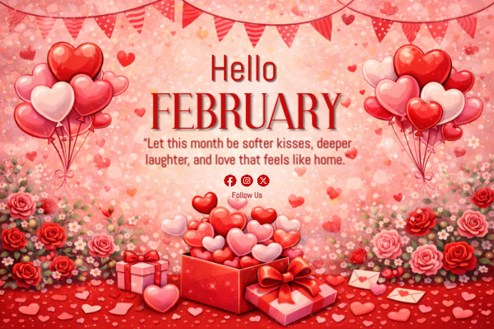 Modèle Pink Maximalist Hello February Poster | PosterMyWall