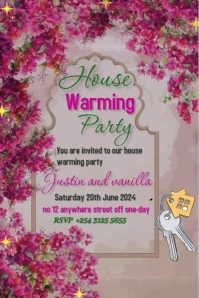 Pink Maximalist House Warming Party Invitation Card/video Flyer  Tumblr Graphic template