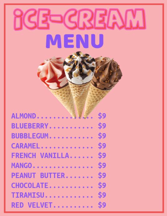 Pink Maximalist Ice Cream Flyer (us Letter) template