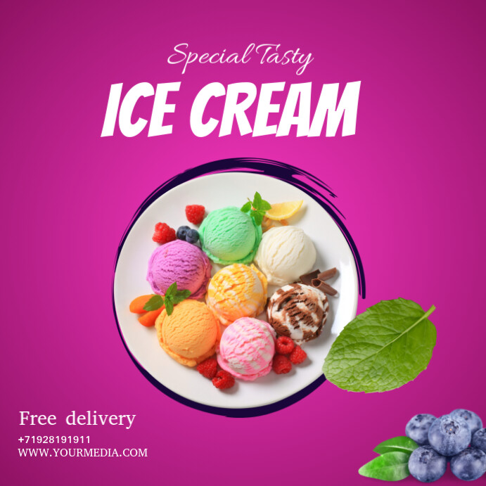 Pink Maximalist Ice Cream Instagram Post template