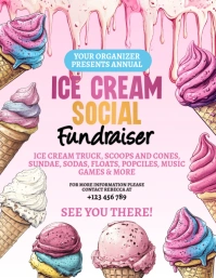 Pink Maximalist Ice Cream Social Flyer (us Letter) template
