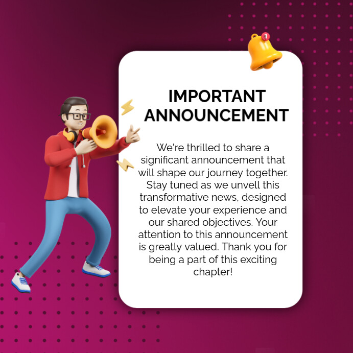 Pink Maximalist Important Announcement Notification Posters Instagram ...