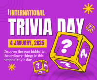 Pink Maximalist International Trivia Day Online Design Flyer/template  Medium Rectangle 中矩形广告