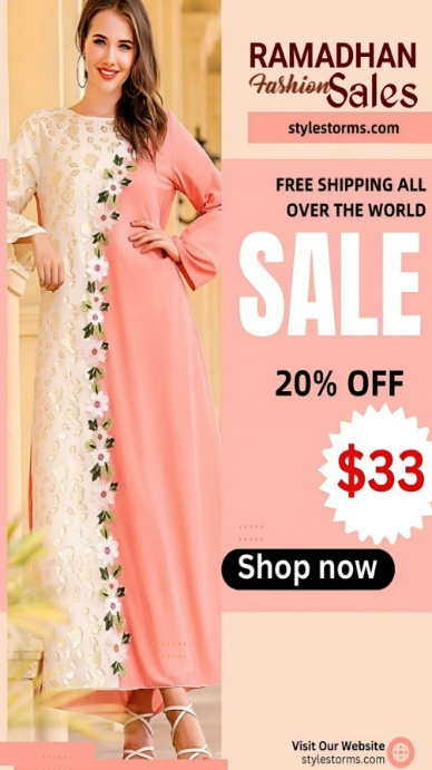 Pink Maximalist Islamic Clothing Ad Instagram Story Template | PosterMyWall