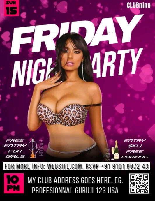 Pink Maximalist Ladies Night  Flyer (us Letter) template