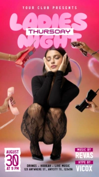 Pink Maximalist Ladies Night Party Instagram Story template