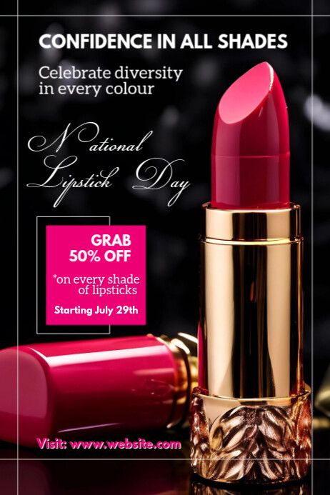 Pink Maximalist Lipstick Ad Poster Cartaz template