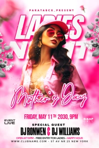 Pink Maximalist Mother's Day Ladies Night Party Poster template